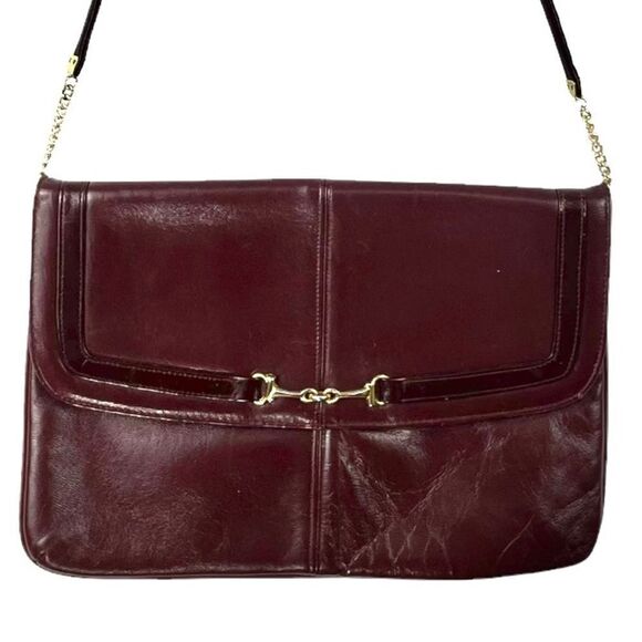 Vintage Jane Shilton Burgundy Horsebit Shoulder Bag - Picture 2 of 8
